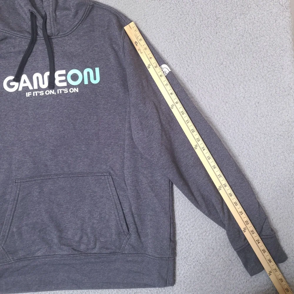 The North Face‎ Hoodie Mens Large Gray Game On Print Pullover Sweatshirt